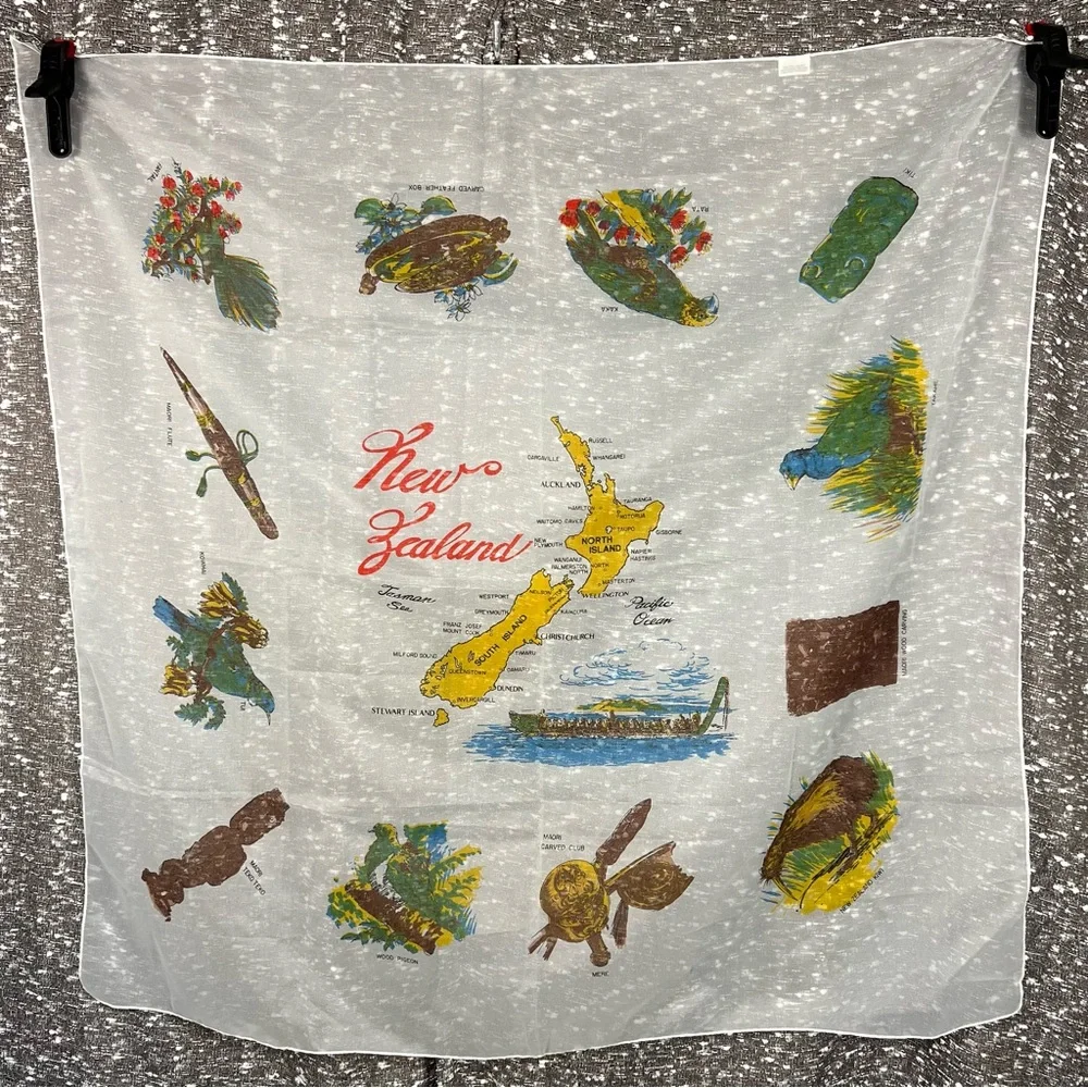 Vintage Dandy New Zealand Kiwi‎ Souvenir Scarf